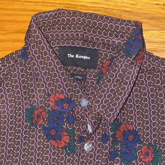 The Kooples - Mens Button Down Shirt - Burgundy - Size Small / Slim Fit - Picture 2 of 10